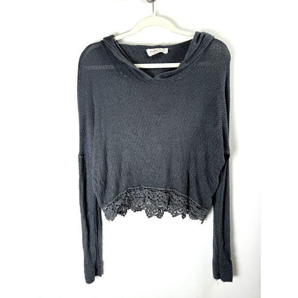 Abercrombie & Fitch Super Soft Net Knit Forest Fairy Grunge Whimsygoth Hoodie S - Picture 1 of 7